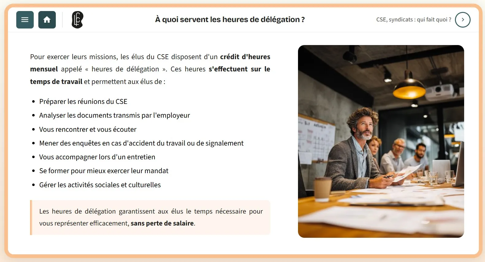 Capsule CSE — Heures de délégation